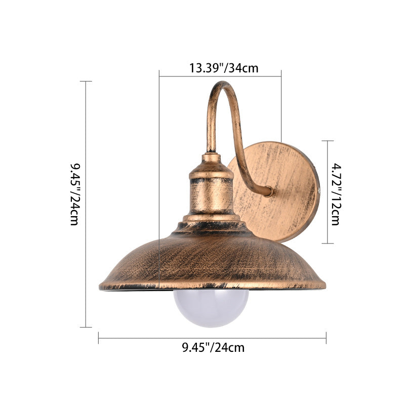 Contemporary Industrial Pot Lid Iron 1-Light Wall Sconce Lamp For Hallway