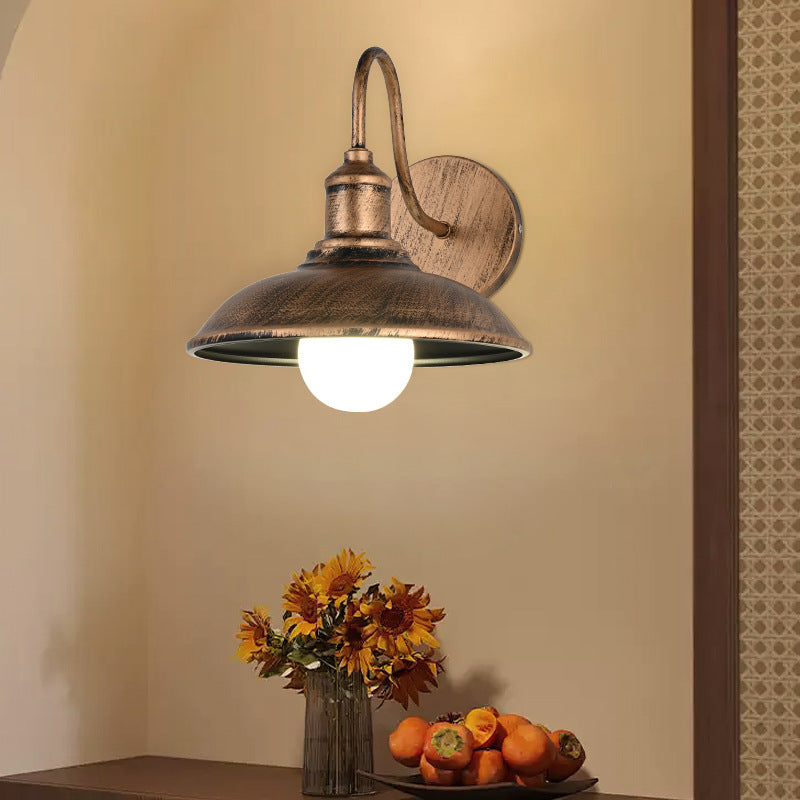Contemporary Industrial Pot Lid Iron 1-Light Wall Sconce Lamp For Hallway