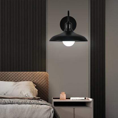 Contemporary Industrial Pot Lid Iron 1-Light Wall Sconce Lamp For Hallway