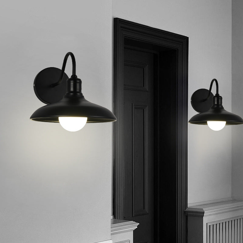 Contemporary Industrial Pot Lid Iron 1-Light Wall Sconce Lamp For Hallway