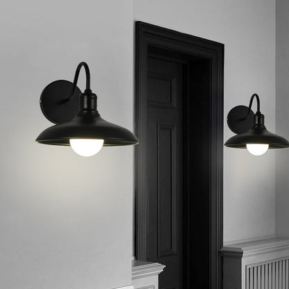 Contemporary Industrial Pot Lid Iron 1-Light Wall Sconce Lamp For Hallway