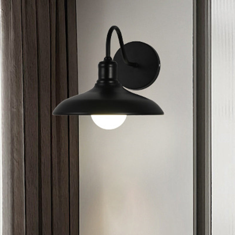 Contemporary Industrial Pot Lid Iron 1-Light Wall Sconce Lamp For Hallway
