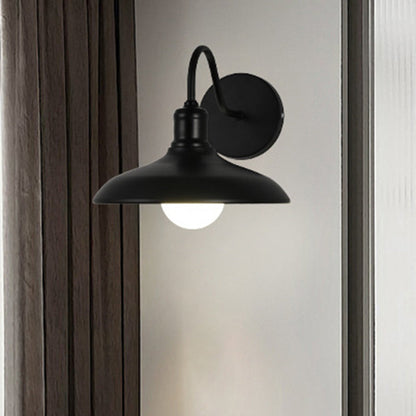 Contemporary Industrial Pot Lid Iron 1-Light Wall Sconce Lamp For Hallway