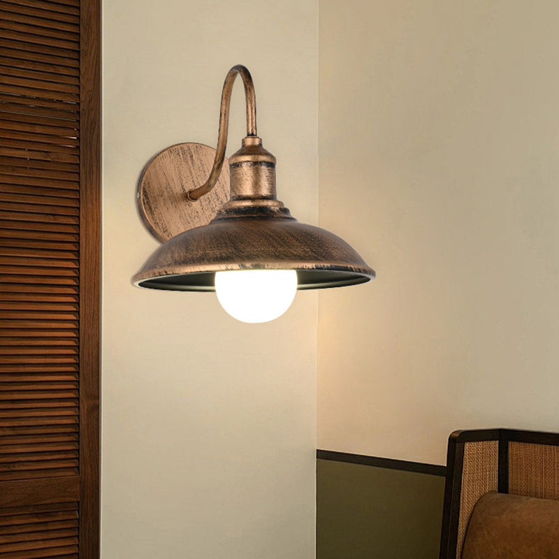 Contemporary Industrial Pot Lid Iron 1-Light Wall Sconce Lamp For Hallway