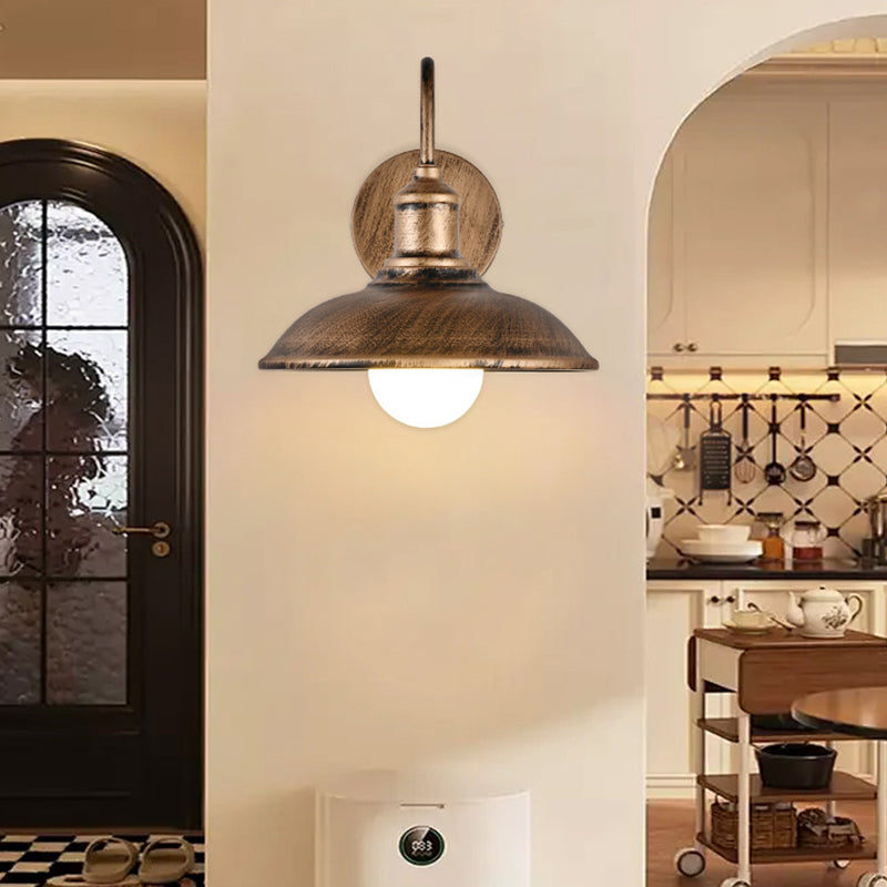 Contemporary Industrial Pot Lid Iron 1-Light Wall Sconce Lamp For Hallway