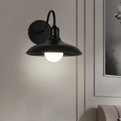 Contemporary Industrial Pot Lid Iron 1-Light Wall Sconce Lamp For Hallway