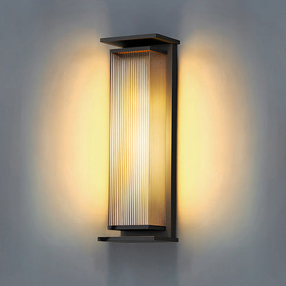 Modern Minimalist Waterproof Rectangular Stainless Steel Glass LED Outdoor Wall Sconce Lamp For Garden