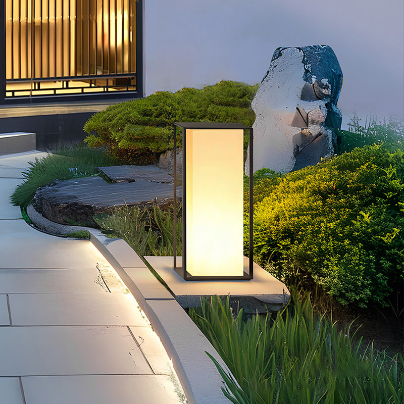 Modern Minimalist Waterproof Solar Rectangular Stainless Steel Acrylic LED Outdoor Light Landscape Lighting For Garden