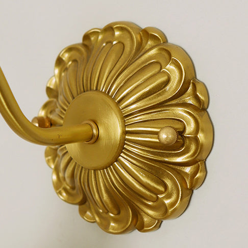 Traditional Rustic Flower Brass Glass 1-Light Wall Sconce Lamp For Bedroom
