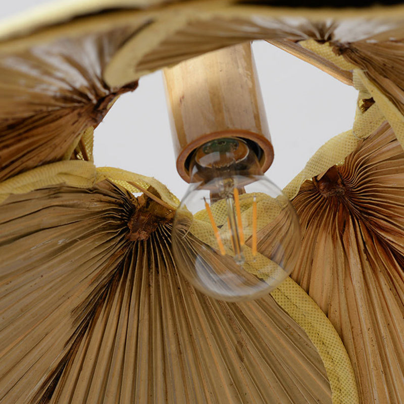 Traditional Rustic Hat Bamboo 1-Light Pendant Light For Dining Room
