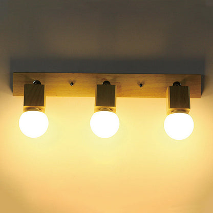 Modern Minimalist Rotatable Long Strip Square Solid Wood Hardware 2/3/4-Light Vanity Light Wall Sconce Lamp For Hallway