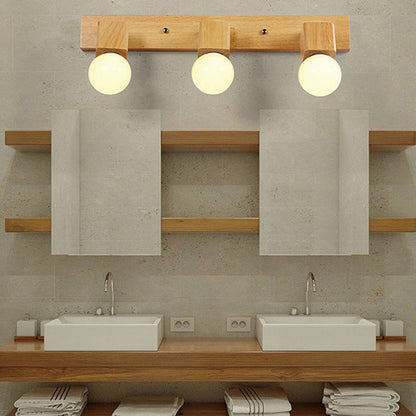 Modern Minimalist Rotatable Long Strip Square Solid Wood Hardware 2/3/4-Light Vanity Light Wall Sconce Lamp For Hallway