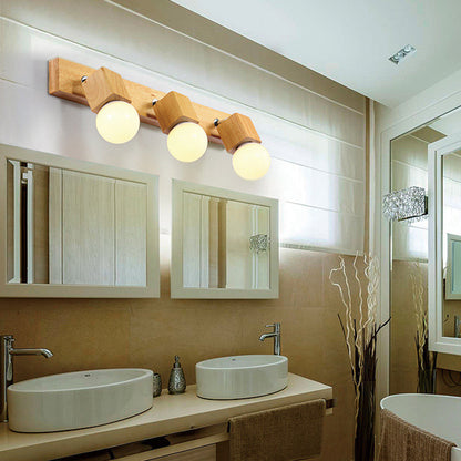 Modern Minimalist Rotatable Long Strip Square Solid Wood Hardware 2/3/4-Light Vanity Light Wall Sconce Lamp For Hallway