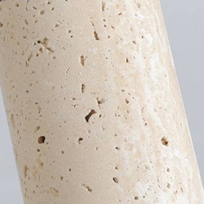Modern Minimalist Cylindrical Yellow Travertine Iron 1-Light Flush Mount Ceiling Light For Entryway