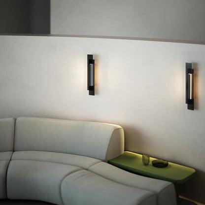 Contemporary Industrial Interlaced Rectangular Iron Glass LED Wall Sconce Lamp For Hallway