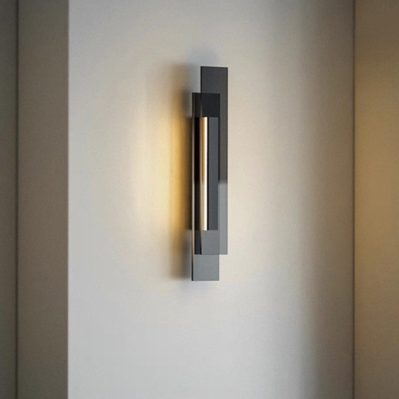 Contemporary Industrial Interlaced Rectangular Iron Glass LED Wall Sconce Lamp For Hallway