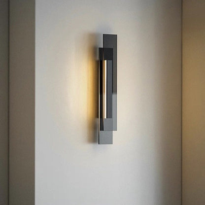 Contemporary Industrial Interlaced Rectangular Iron Glass LED Wall Sconce Lamp For Hallway