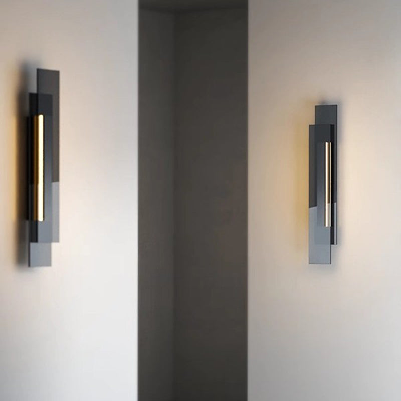 Contemporary Industrial Interlaced Rectangular Iron Glass LED Wall Sconce Lamp For Hallway