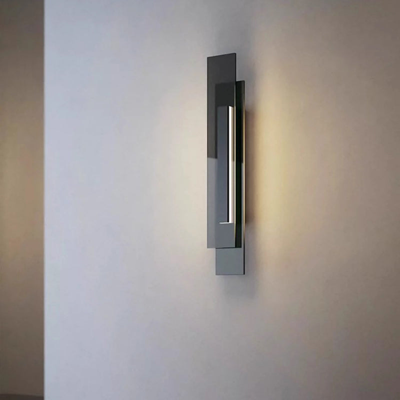 Contemporary Industrial Interlaced Rectangular Iron Glass LED Wall Sconce Lamp For Hallway