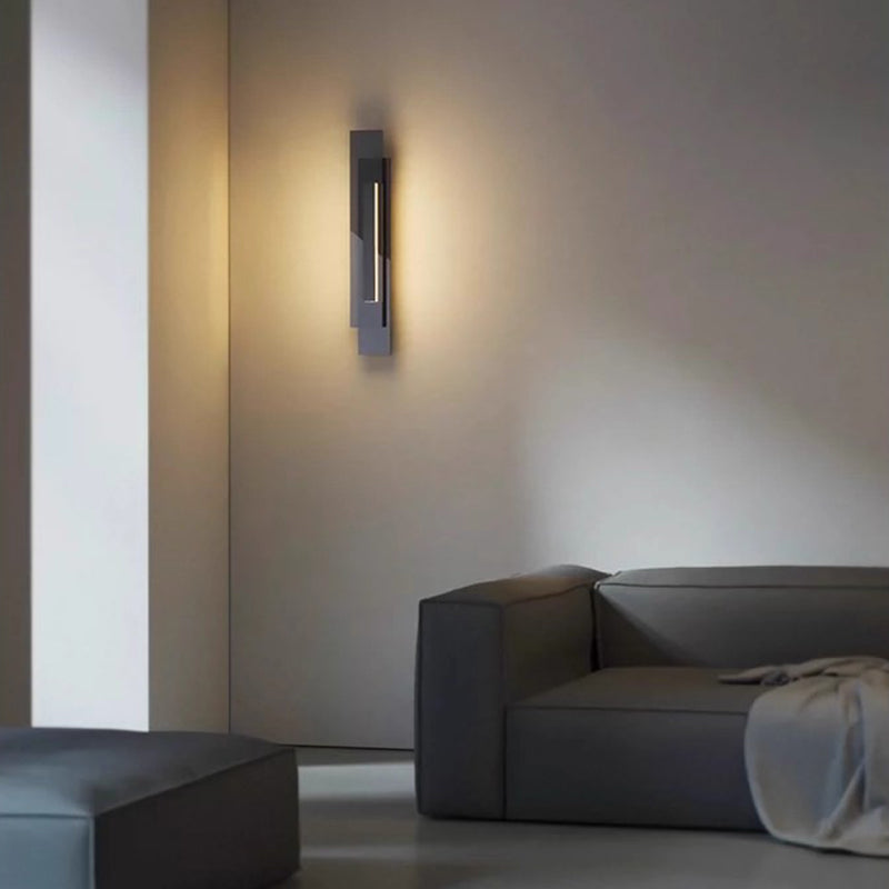 Contemporary Industrial Interlaced Rectangular Iron Glass LED Wall Sconce Lamp For Hallway