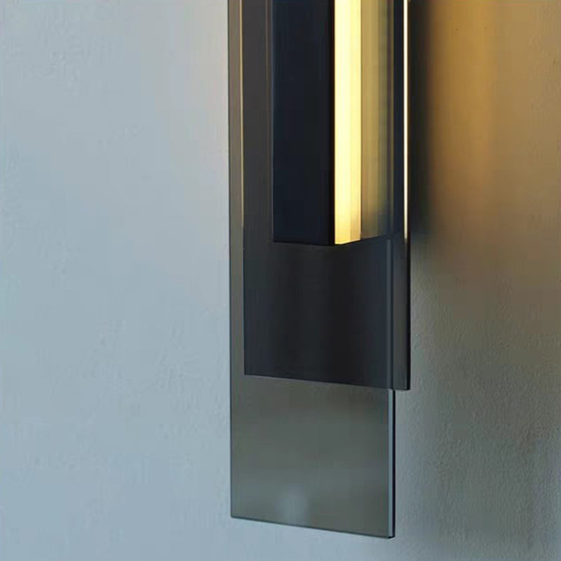 Contemporary Industrial Interlaced Rectangular Iron Glass LED Wall Sconce Lamp For Hallway