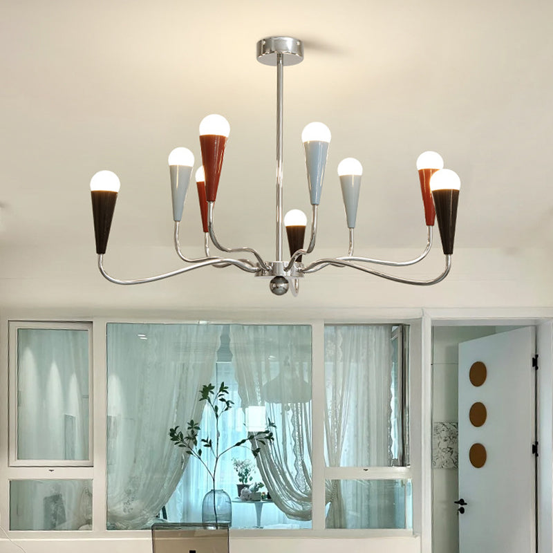 Modern Minimalist Tree Branch Iron Carbon Steel 6/9/12-Light Chandelier For Living Room