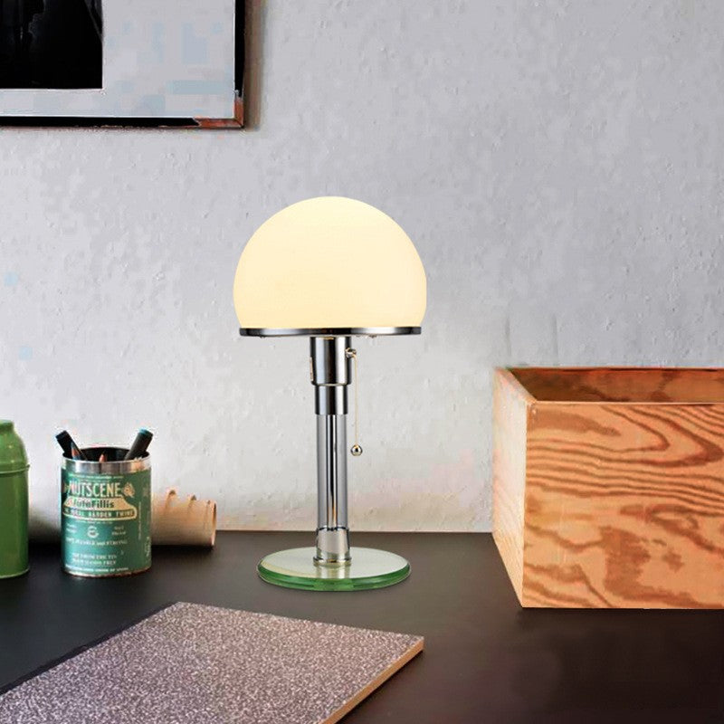 Modern Minimalist Metal Glass Round 1-Light Table Lamp For Bedroom