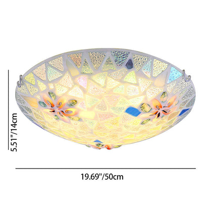 Contemporary Coastal Shell Iron Glass Round 2/3/4 Light Flush Mount Lighting For Living Room