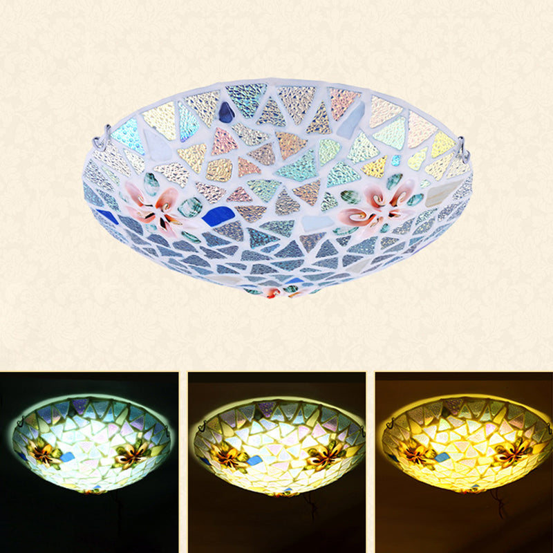 Contemporary Coastal Shell Iron Glass Round 2/3/4 Light Flush Mount Lighting For Living Room