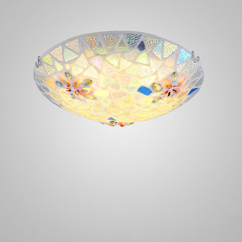 Contemporary Coastal Shell Iron Glass Round 2/3/4 Light Flush Mount Lighting For Living Room