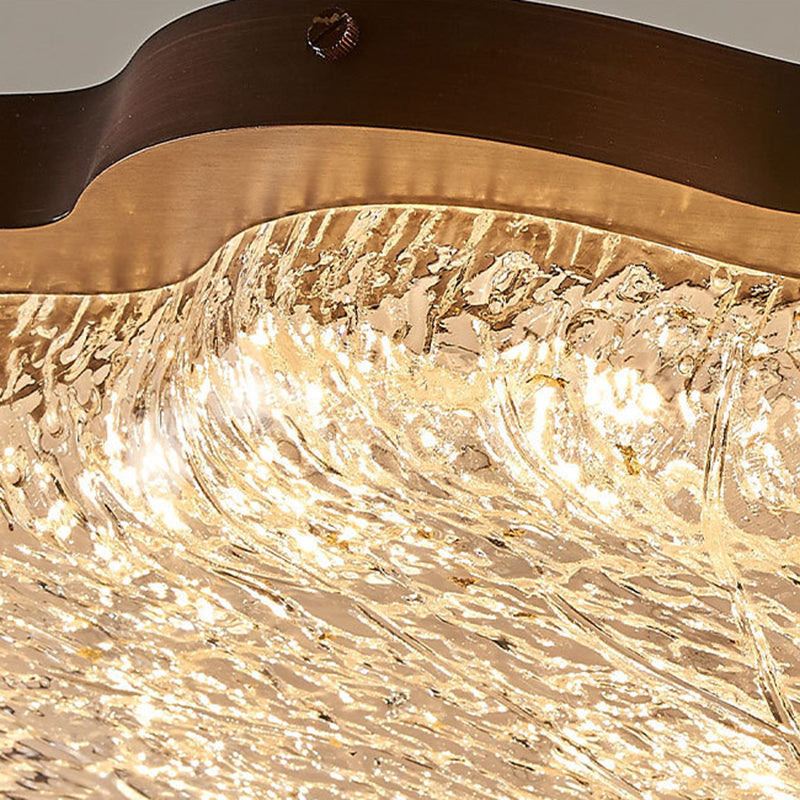 Contemporary Retro Iron Stainless Steel Gold Foil Resin Flower LED Flush Mount Ceiling Light For Bedroom