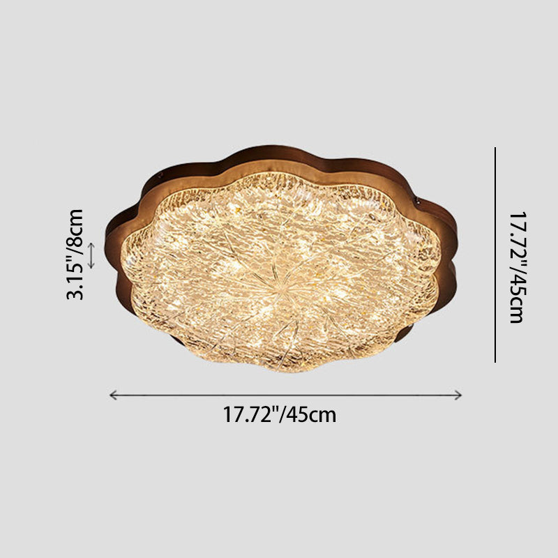 Contemporary Retro Iron Stainless Steel Gold Foil Resin Flower LED Flush Mount Ceiling Light For Bedroom