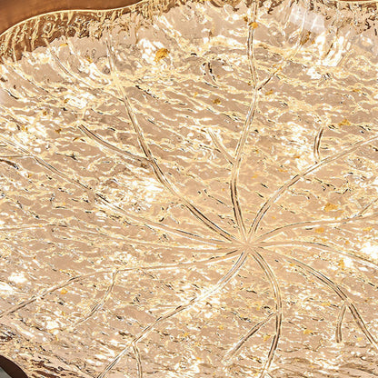 Contemporary Retro Iron Stainless Steel Gold Foil Resin Flower LED Flush Mount Ceiling Light For Bedroom