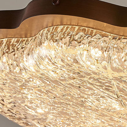 Contemporary Retro Iron Stainless Steel Gold Foil Resin Flower LED Flush Mount Ceiling Light For Bedroom