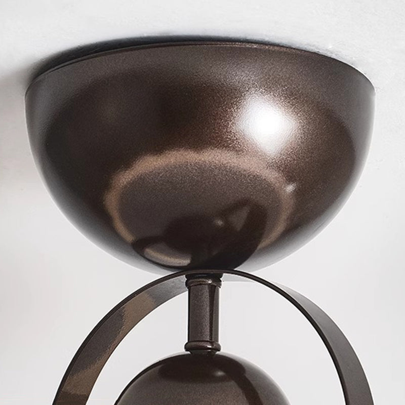 Traditional French Iron PE Wood Round Flower LED Semi-Flush Mount Lighting For Bedroom