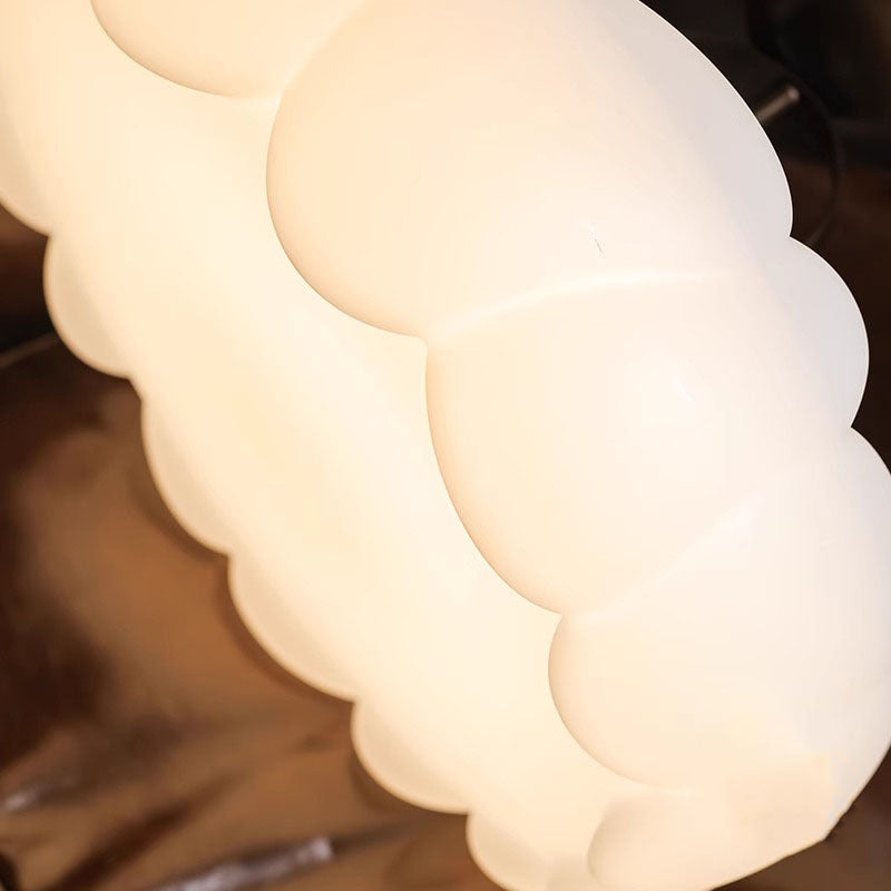 Traditional French Iron PE Wood Round Flower LED Semi-Flush Mount Lighting For Bedroom