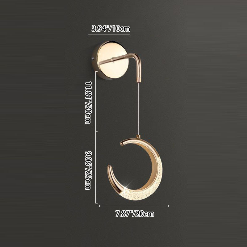 Modern Minimalist PVC Metal Acrylic Moon LED Wall Sconce Lamp For Bedroom