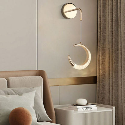 Modern Minimalist PVC Metal Acrylic Moon LED Wall Sconce Lamp For Bedroom