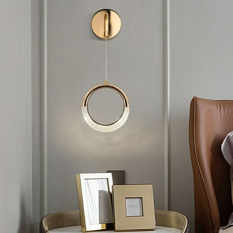 Modern Minimalist PVC Metal Acrylic Moon LED Wall Sconce Lamp For Bedroom