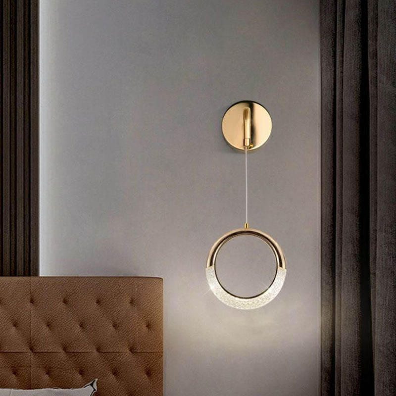 Modern Minimalist PVC Metal Acrylic Moon LED Wall Sconce Lamp For Bedroom