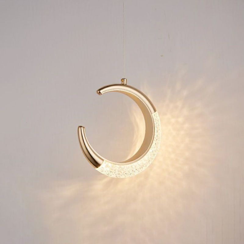 Modern Minimalist PVC Metal Acrylic Moon LED Wall Sconce Lamp For Bedroom