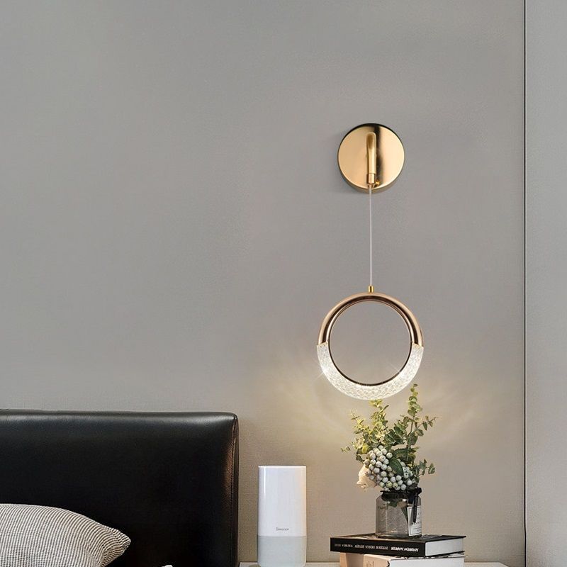 Modern Minimalist PVC Metal Acrylic Moon LED Wall Sconce Lamp For Bedroom