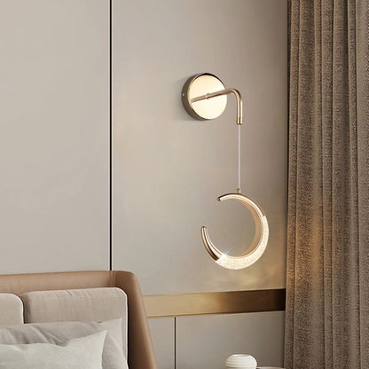 Modern Minimalist PVC Metal Acrylic Moon LED Wall Sconce Lamp For Bedroom
