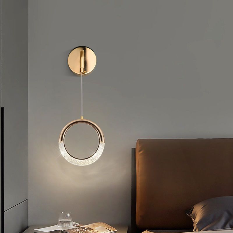 Modern Minimalist PVC Metal Acrylic Moon LED Wall Sconce Lamp For Bedroom