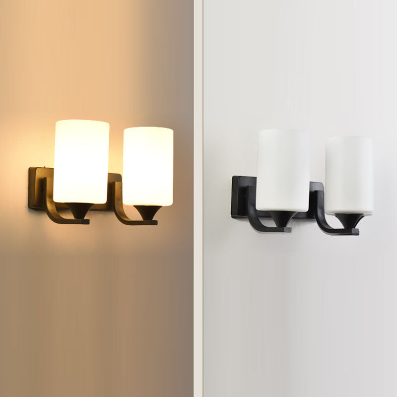 Modern Minimalist Iron Glass Linear 1/2 Light Wall Sconce Lamp For Bedroom