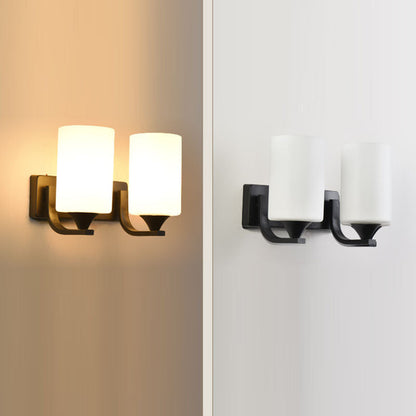 Modern Minimalist Iron Glass Linear 1/2 Light Wall Sconce Lamp For Bedroom