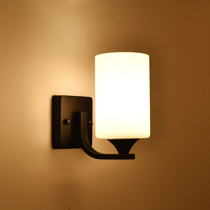 Modern Minimalist Iron Glass Linear 1/2 Light Wall Sconce Lamp For Bedroom