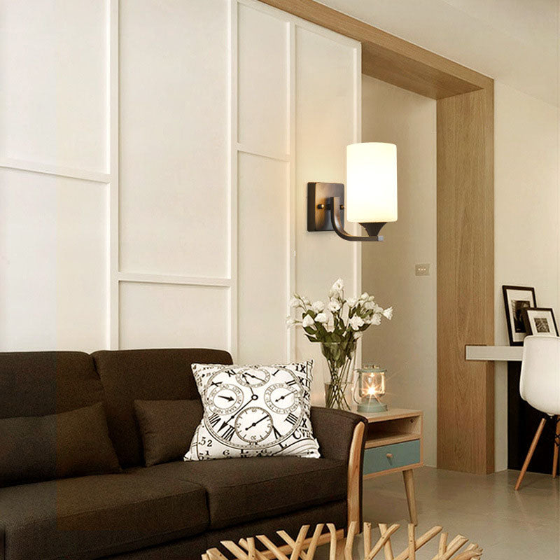 Modern Minimalist Iron Glass Linear 1/2 Light Wall Sconce Lamp For Bedroom