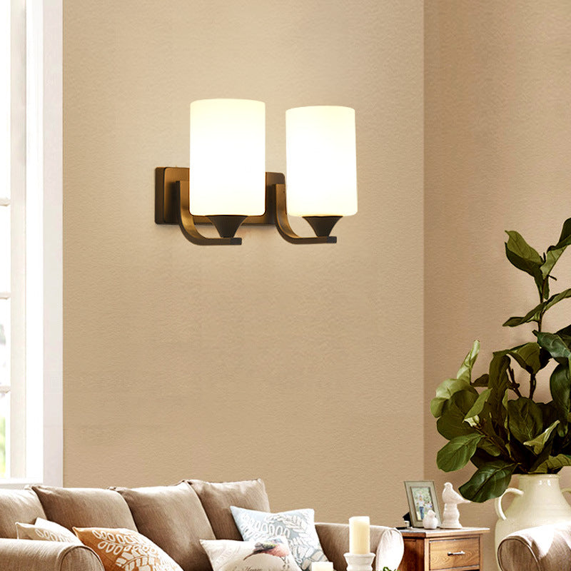 Modern Minimalist Iron Glass Linear 1/2 Light Wall Sconce Lamp For Bedroom