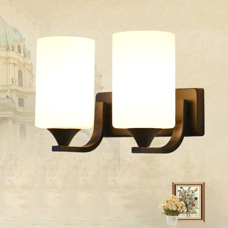 Modern Minimalist Iron Glass Linear 1/2 Light Wall Sconce Lamp For Bedroom
